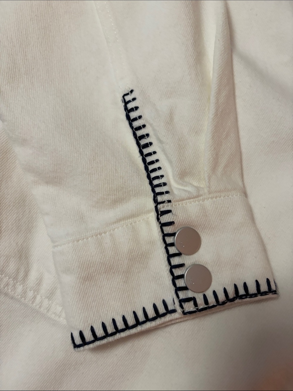 Pilcro Cream Denim Jacket with Black Contrast Stitching - Picture 4 of 4